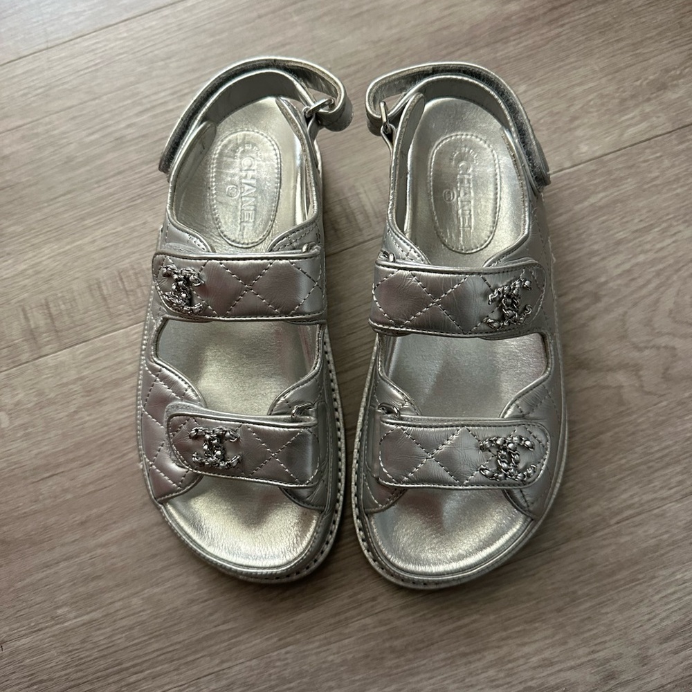 CC Metallic Silver Dad Sandals Gray